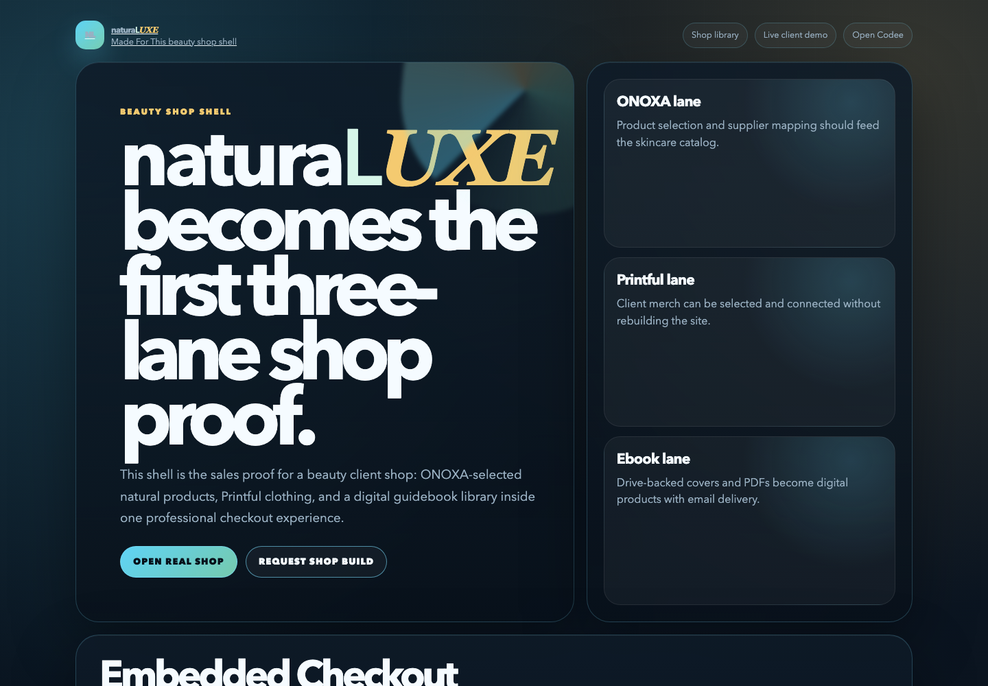 naturaLUXE library front screen
